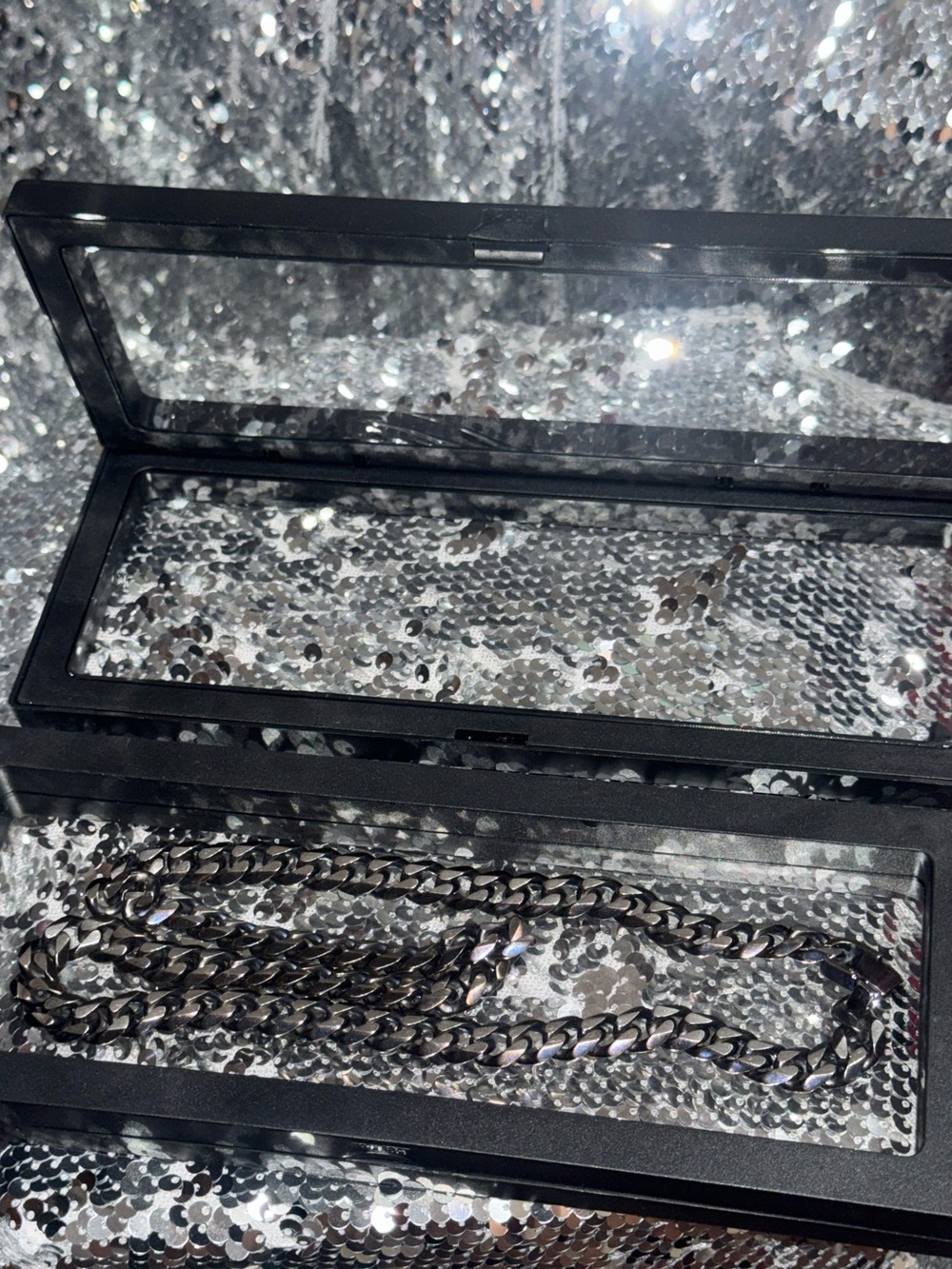 Modern Clear Acrylic Jewelry Storage Box with Lid – Black Trim